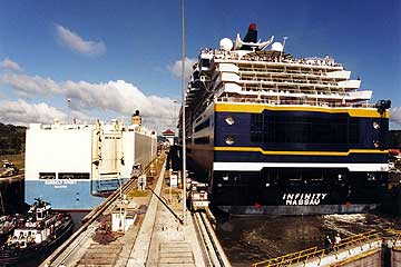 The Celebrity Infinity entering the Panama Canal