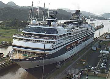 The Celebrity Mercury Cruise Ship in the Panama Canal