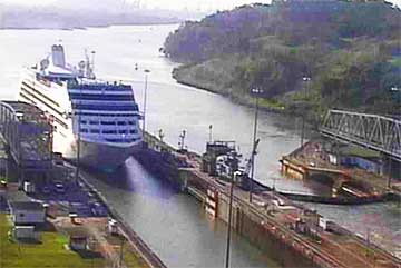 The Pacific Princess entering The Miraflores Locks on January 7th 2010