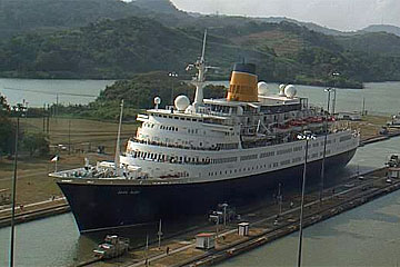 The MS Saga Ruby Cruise Ship in the Panama Canal 