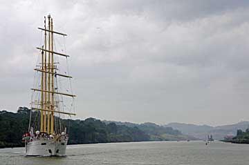 The Star Flyer Sailing Ship in the Panama Canal