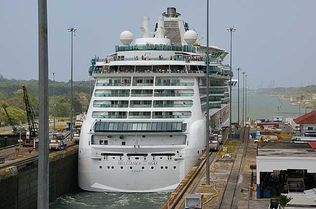 The Brilliance of the Seas leaving the Panama Canal at the Gatun Locks