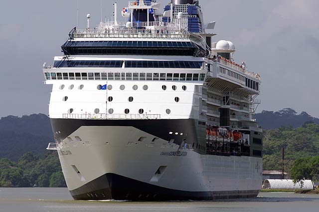 he Celebrity Constellation Cruise Ship Front View, Panama Canal
