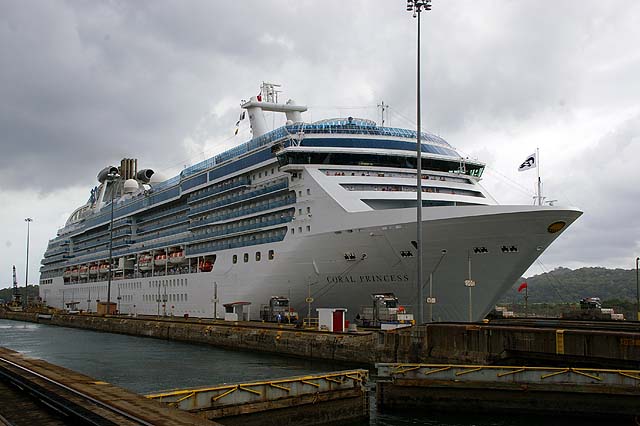 The Coral Princess Cruise Ship in the Panama Canal Locks