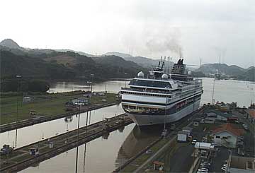 The Celebrity Mercury entering the Miraflores Locks, Dec. 10 2008