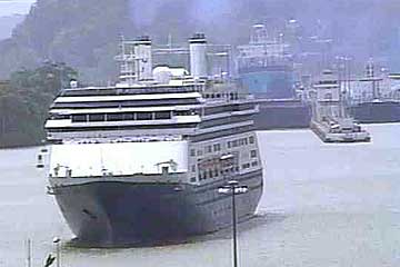 The MS-Amsterdam Cruise Ship in the Panama Canal