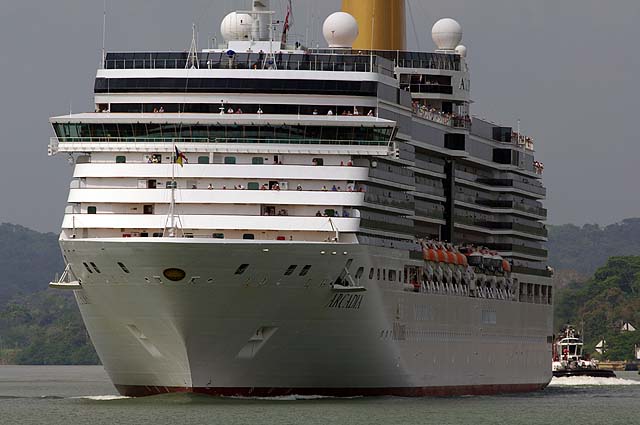 The MS Arcadia Front View in the Panama Canal