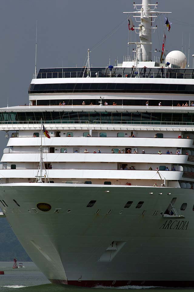 The MS Arcadia Front View in the Panama Canal